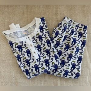 Roller Rabbit Monkey Dark Blue/Purple Pajama Set Big Kids Size 12